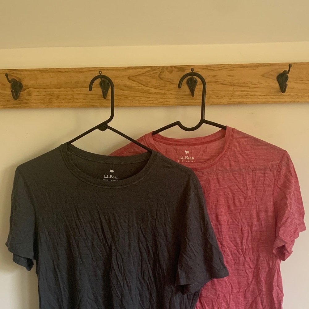 Set of two L.L. Bean Merino Wool Crew Neck T-Shirts